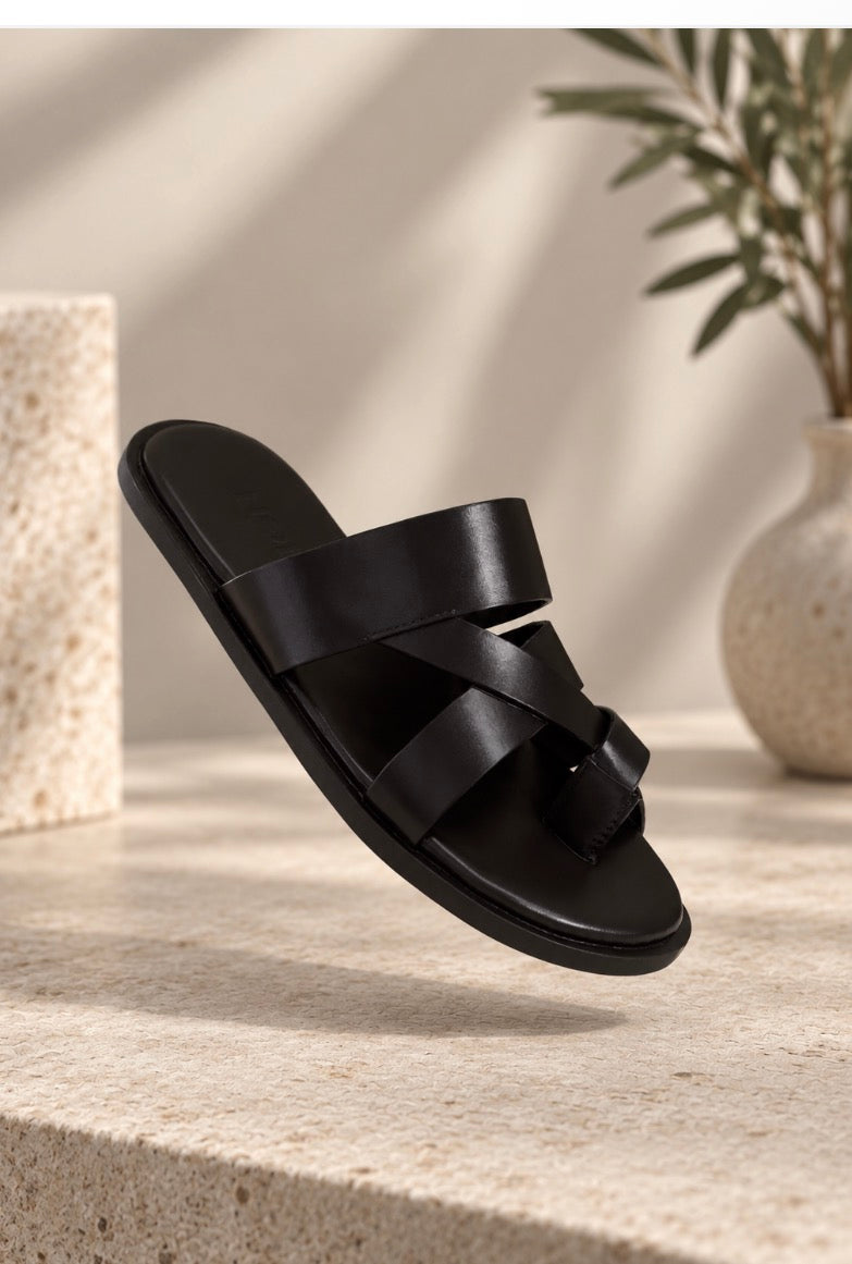 Zign Leather - Barbouche en cuir noire