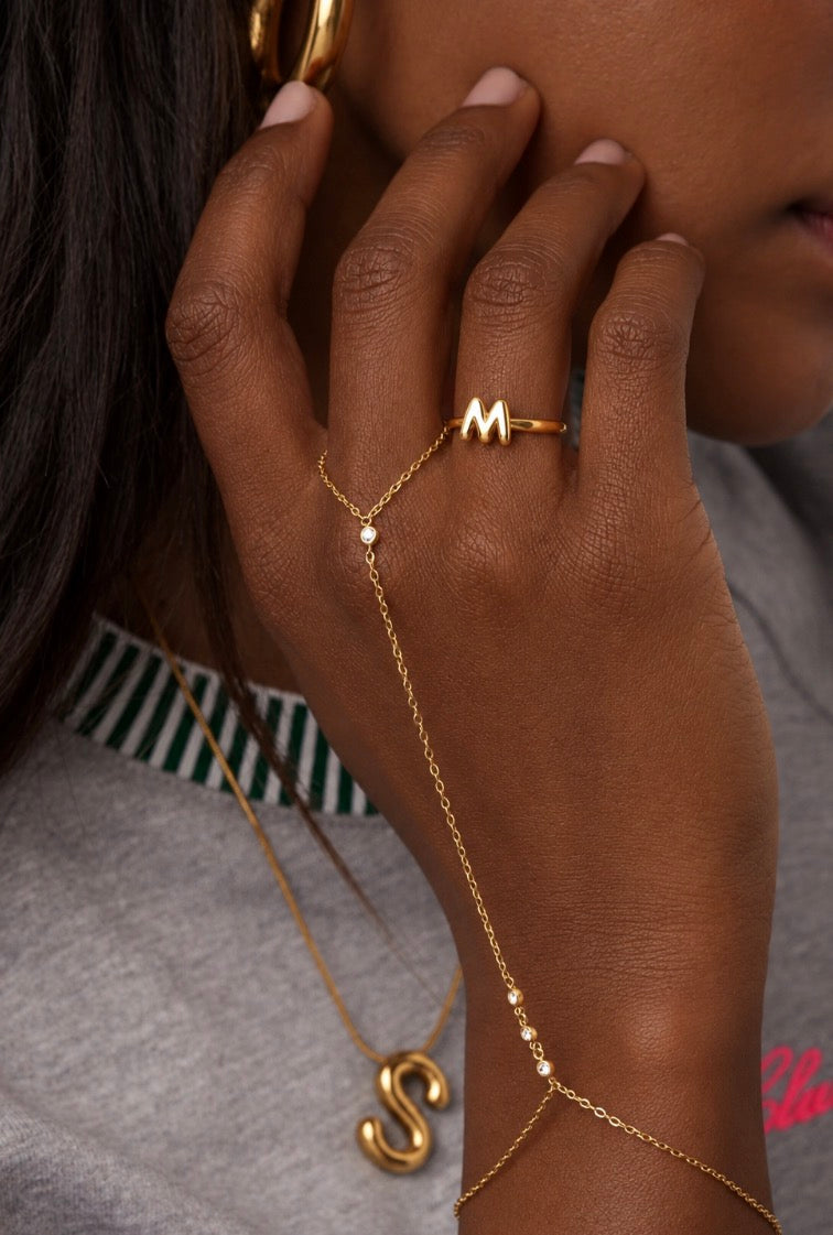 My Jewellery Hand Chain With Rhinestones Doré Femme