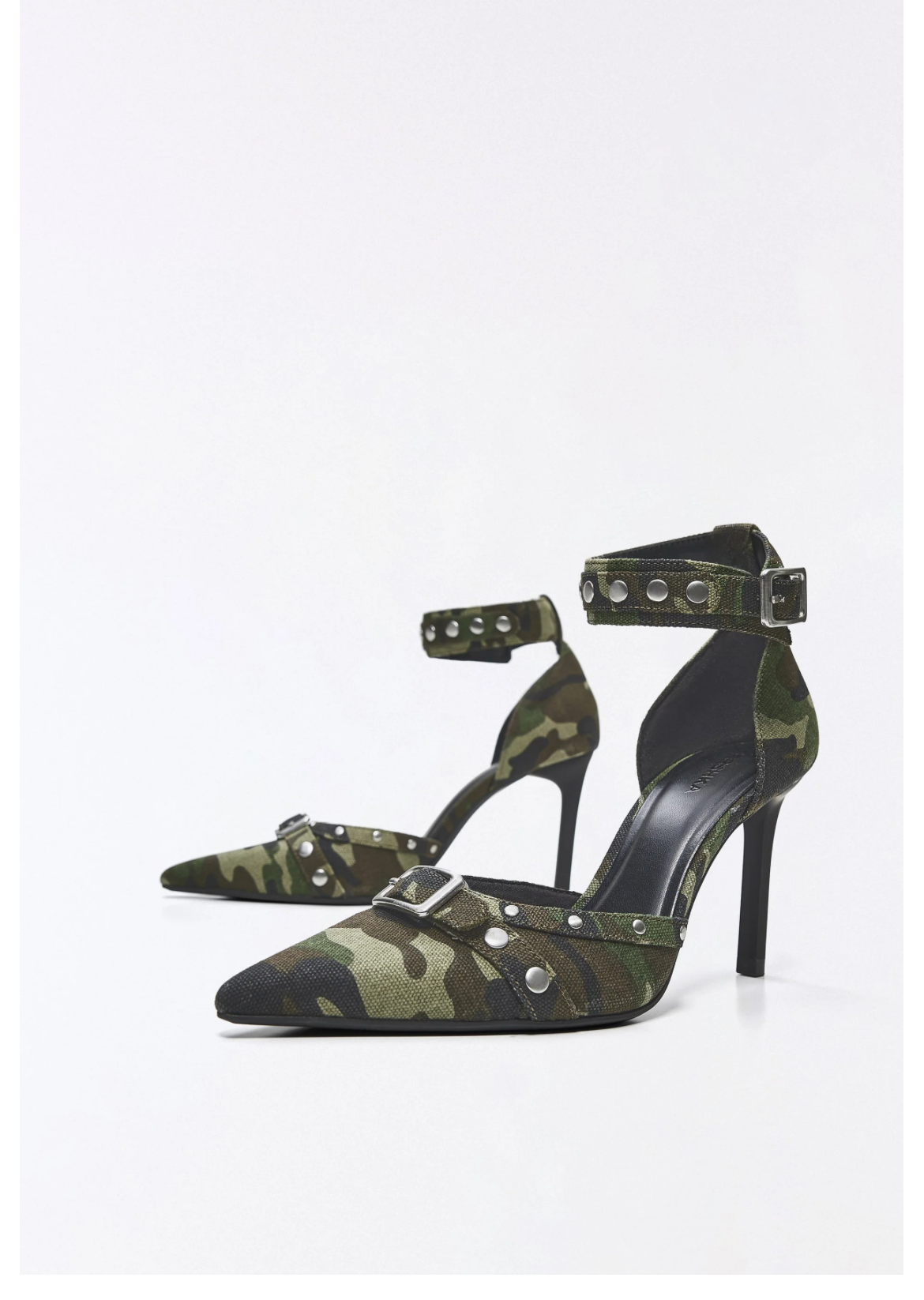 Bershka Sandales à Talons avec Brides & Boucles - Gris Foncé
