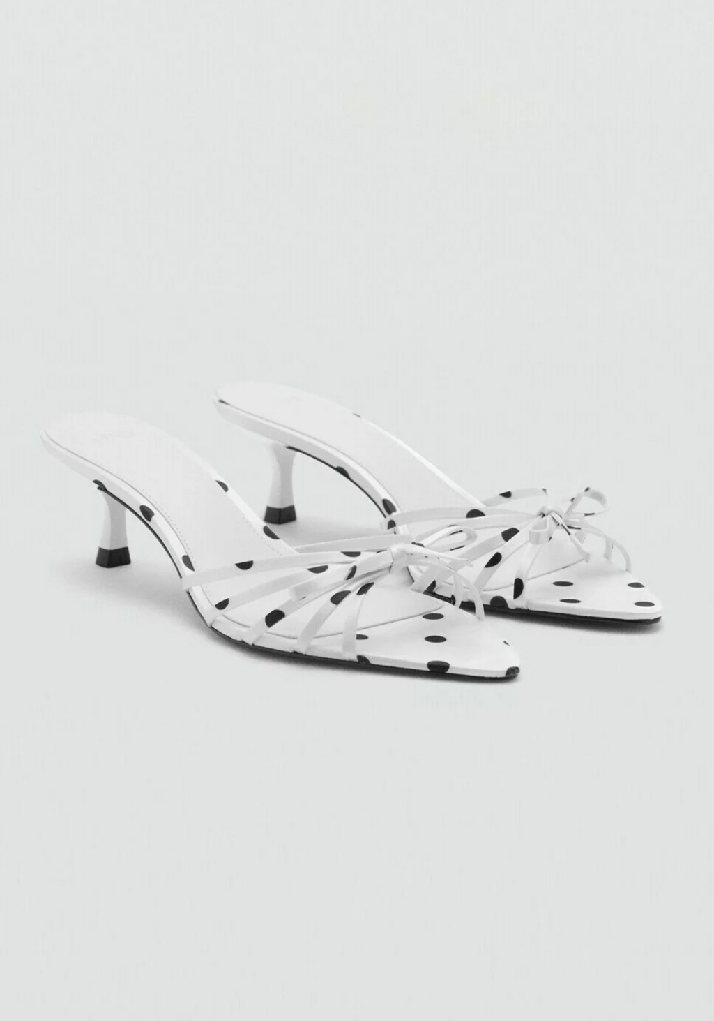 Mango Mules à Talons à Pois - Blanc