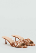 Mango Mules à Talons Imprimé Animal - Marron