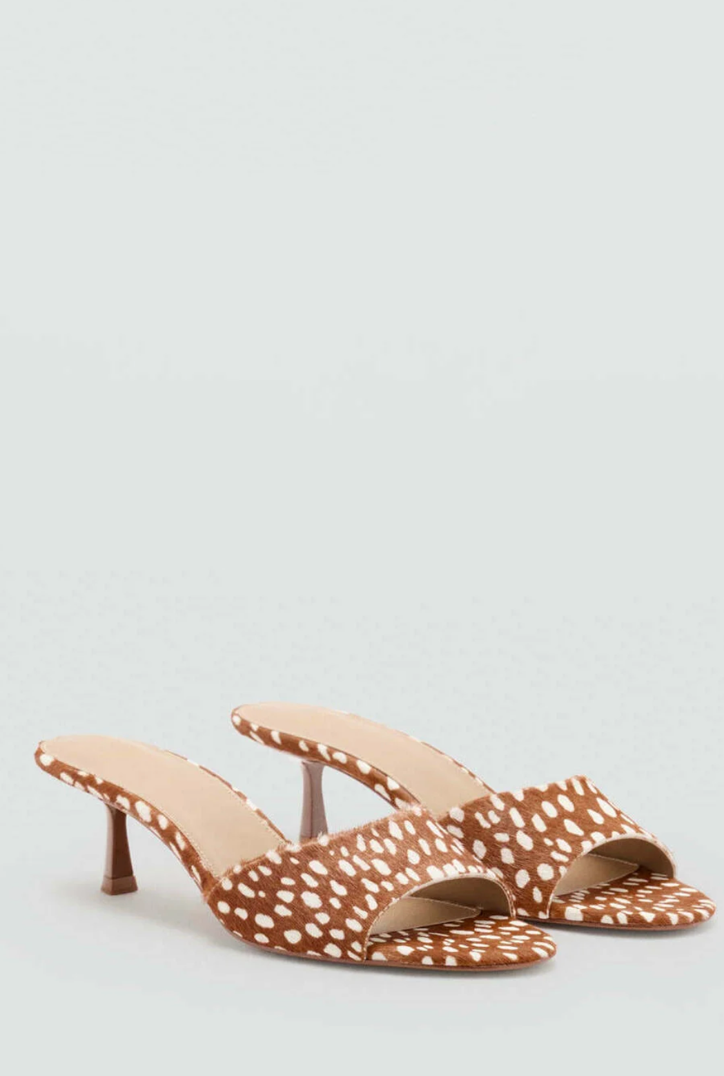 Mango Mules à Talons Imprimé Animal - Marron