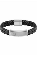 BOSS LANDER Bracelet Tressé Noir & Argenté