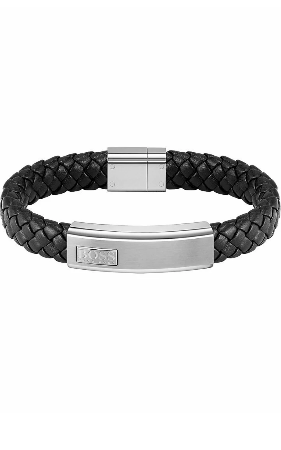 BOSS LANDER Bracelet Tressé Noir & Argenté