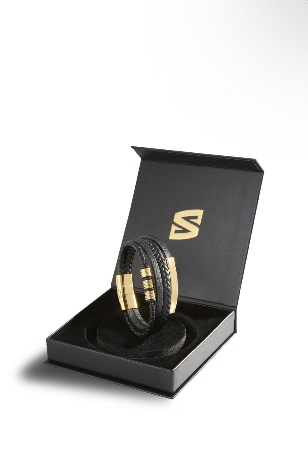 SERASAR Brave Bracelet Cuir Noir & Doré