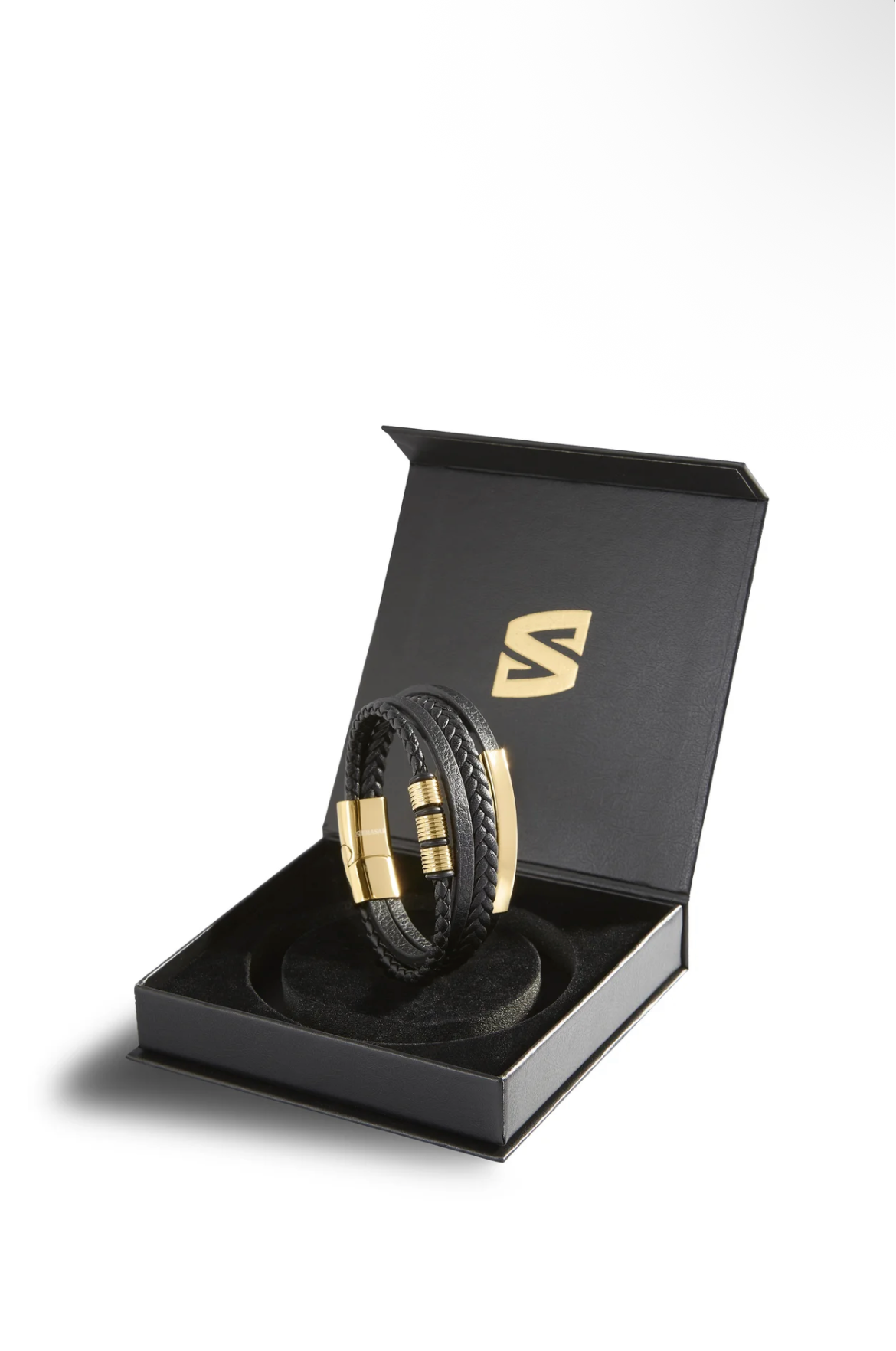 SERASAR Brave Bracelet Cuir Noir & Doré