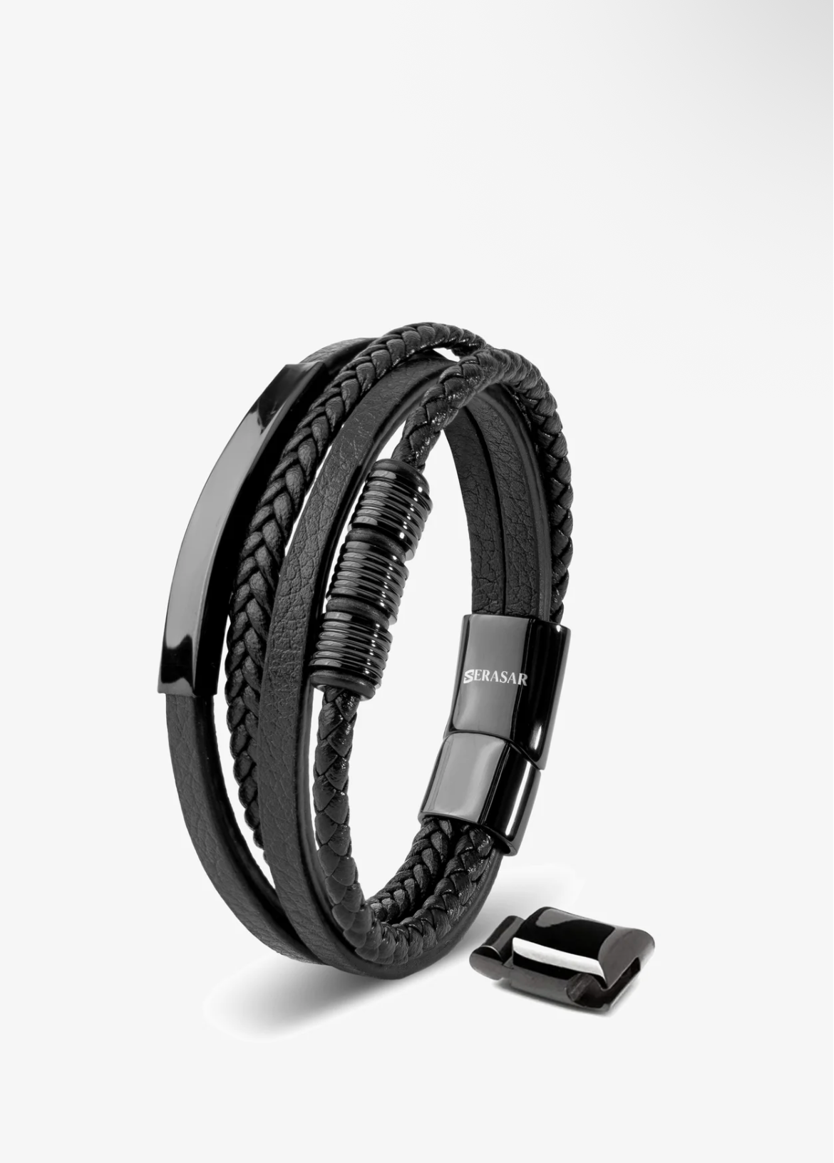 SERASAR Brave Bracelet Cuir Noir & Doré