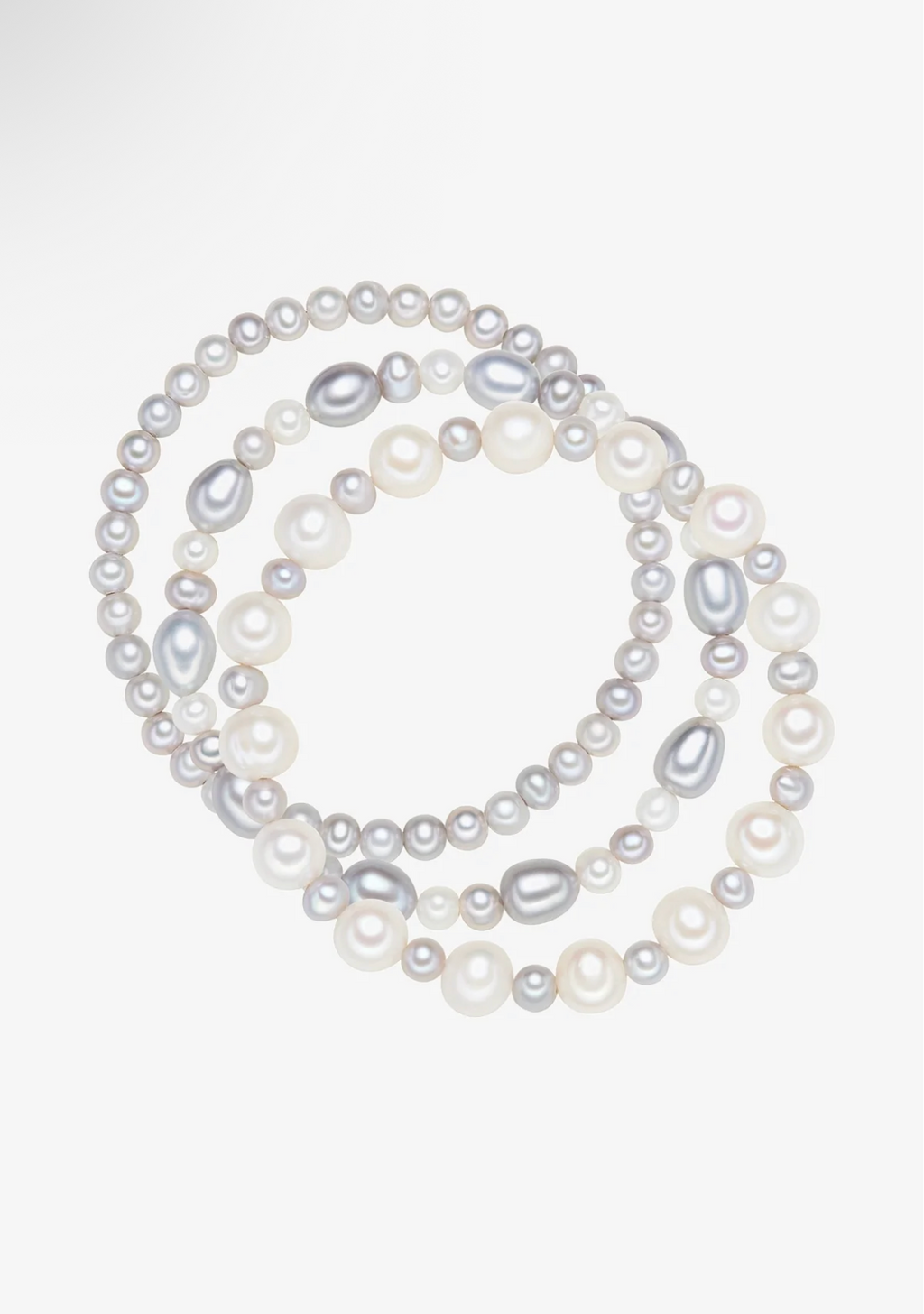 Valero Pearls – Coffret 3 Bracelets en Perles de Culture Blanc / Gris Argenté