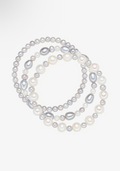 Valero Pearls – Coffret 3 Bracelets en Perles de Culture Blanc / Gris Argenté