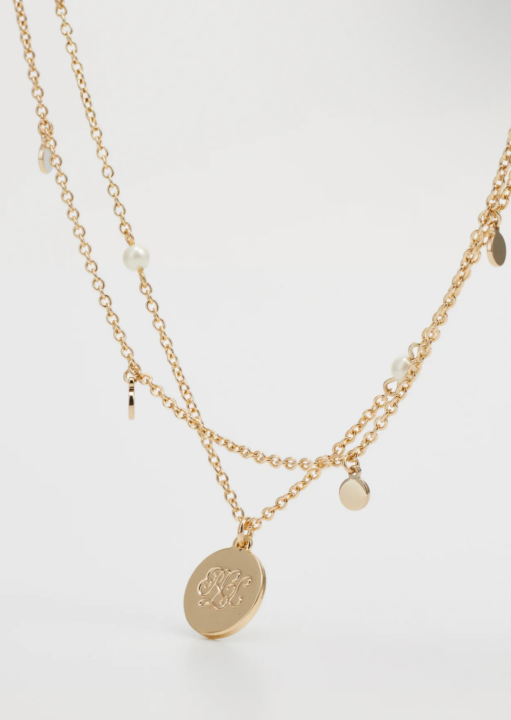 Lauren Ralph Lauren Row Pendant Collier Multirang Doré / Blanc