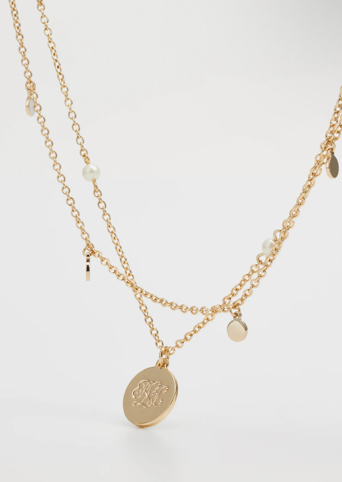 Lauren Ralph Lauren Row Pendant Collier Multirang Doré / Blanc